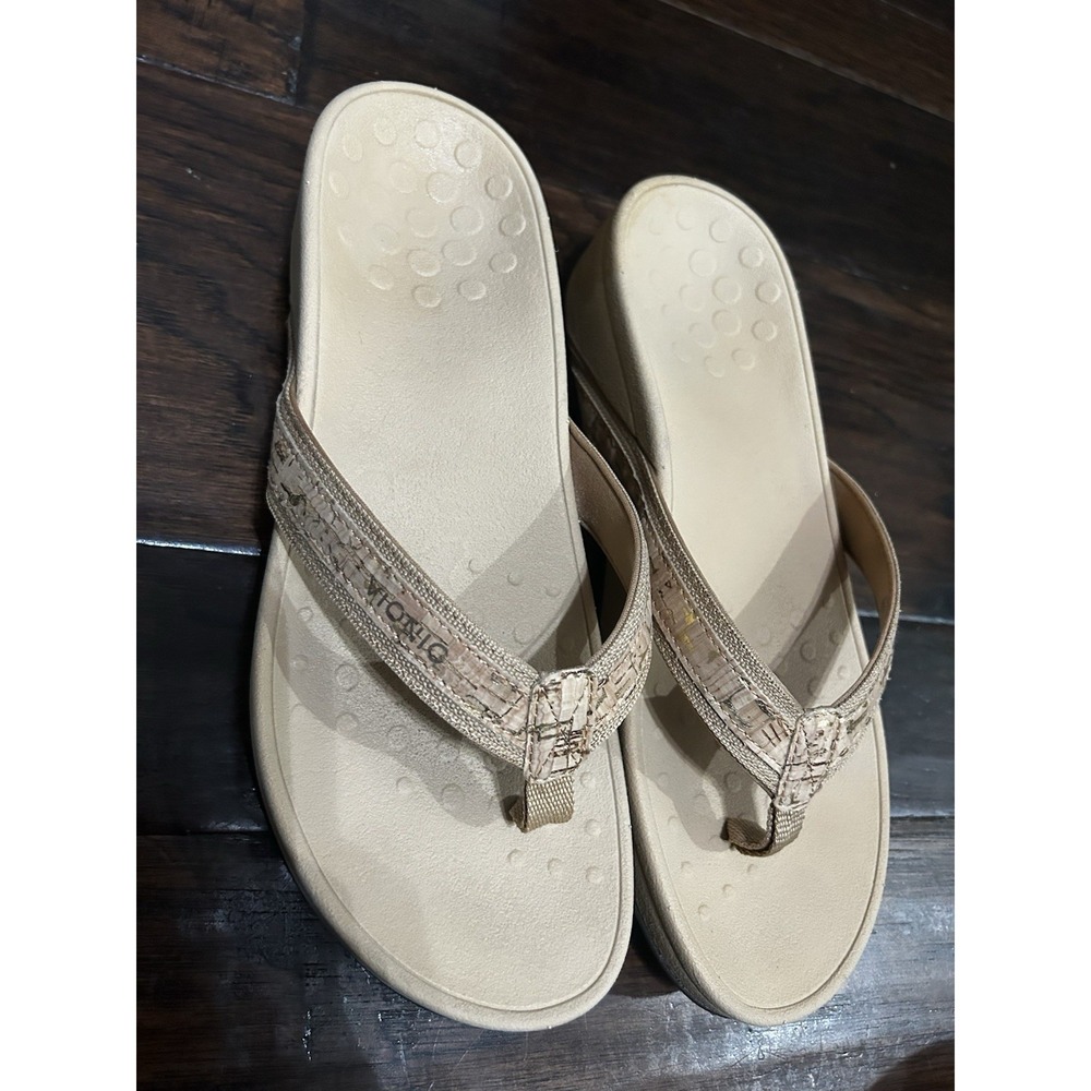 Vionic Womens Sandal High Tide Size 9 Cork Thong Platform Shoes Flip Flop